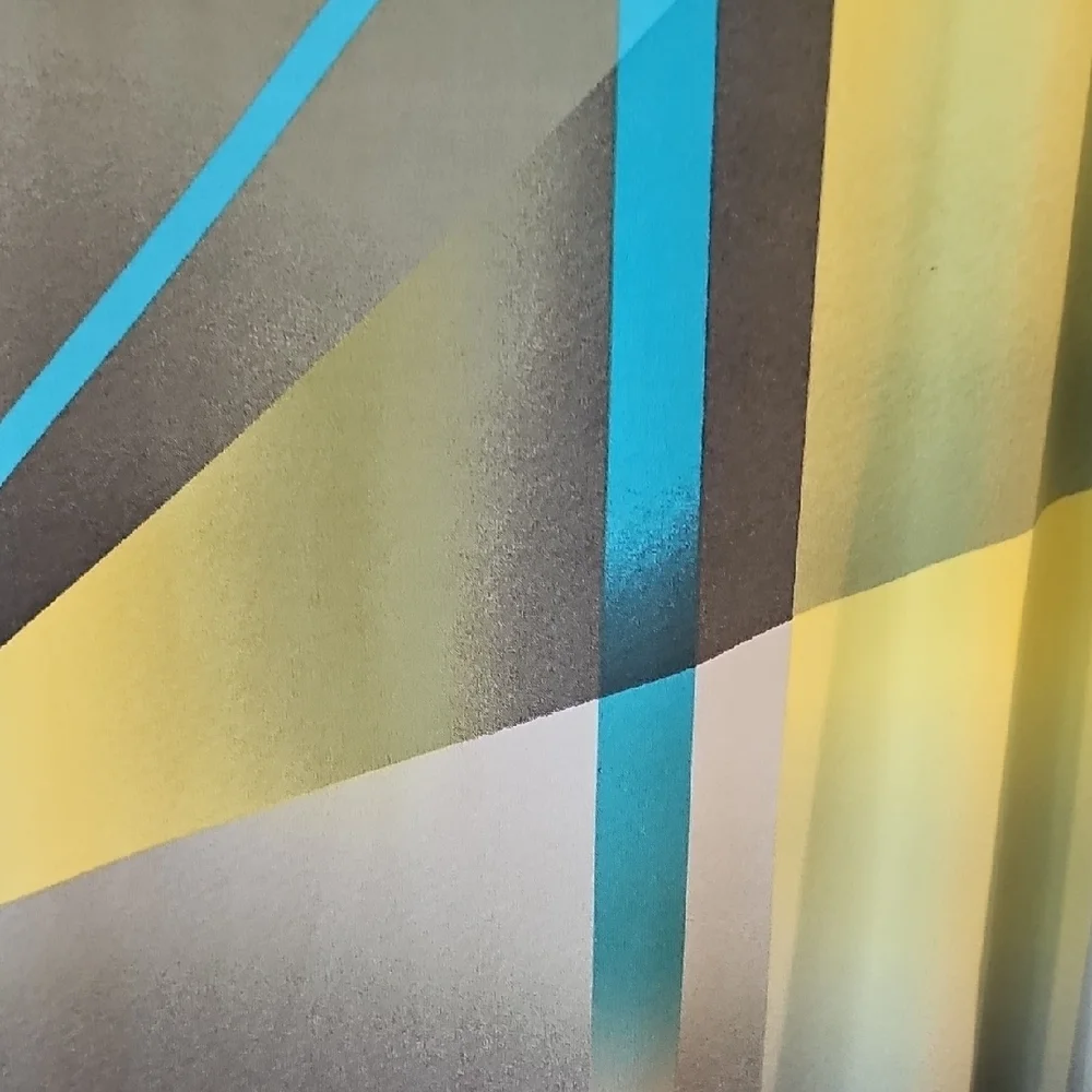 JM Collection Blue and Yellow Graphic Blouse Relaxed Fit - Picture 7 of 8